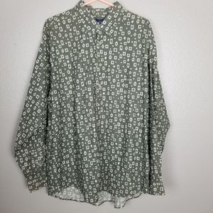 Honors Gray White Button Down LS Casual Shirt XL